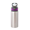 Botella de aluminio 600ml Infantil Plata tapa morado (Caja de 60)